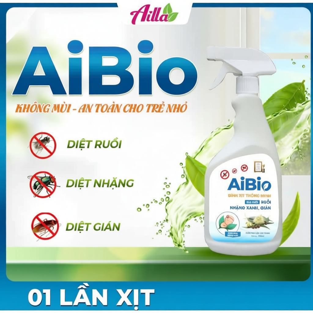 Bình Xịt Aibio Tiêu Diệt Ruồi, Nhặng Xanh, Gián Hiệu Quả, Nhanh Chóng, Không Mùi, An Toàn