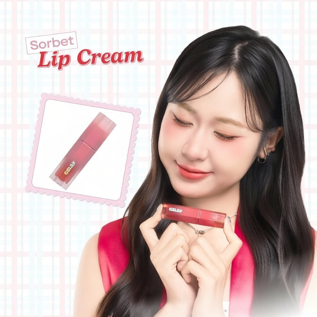 Son kem GSLAY Sorbet Lip Cream mịn lì thuần chay che phủ rãnh môi giữ màu lâu trôi (4gr)