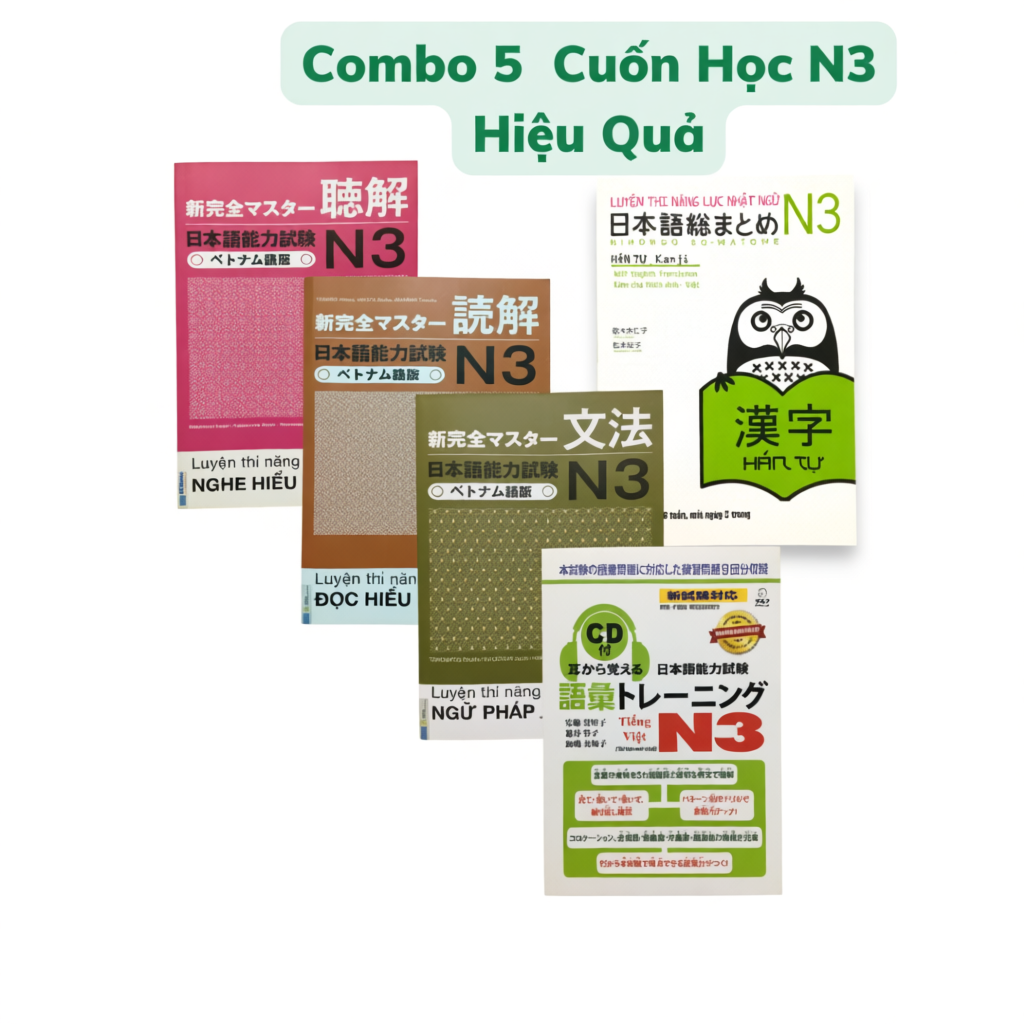 Sách - Combo 5 Cuốn Sách Học JLPT N3 Hiệu Quả(Luyện Thi JLPT N3)