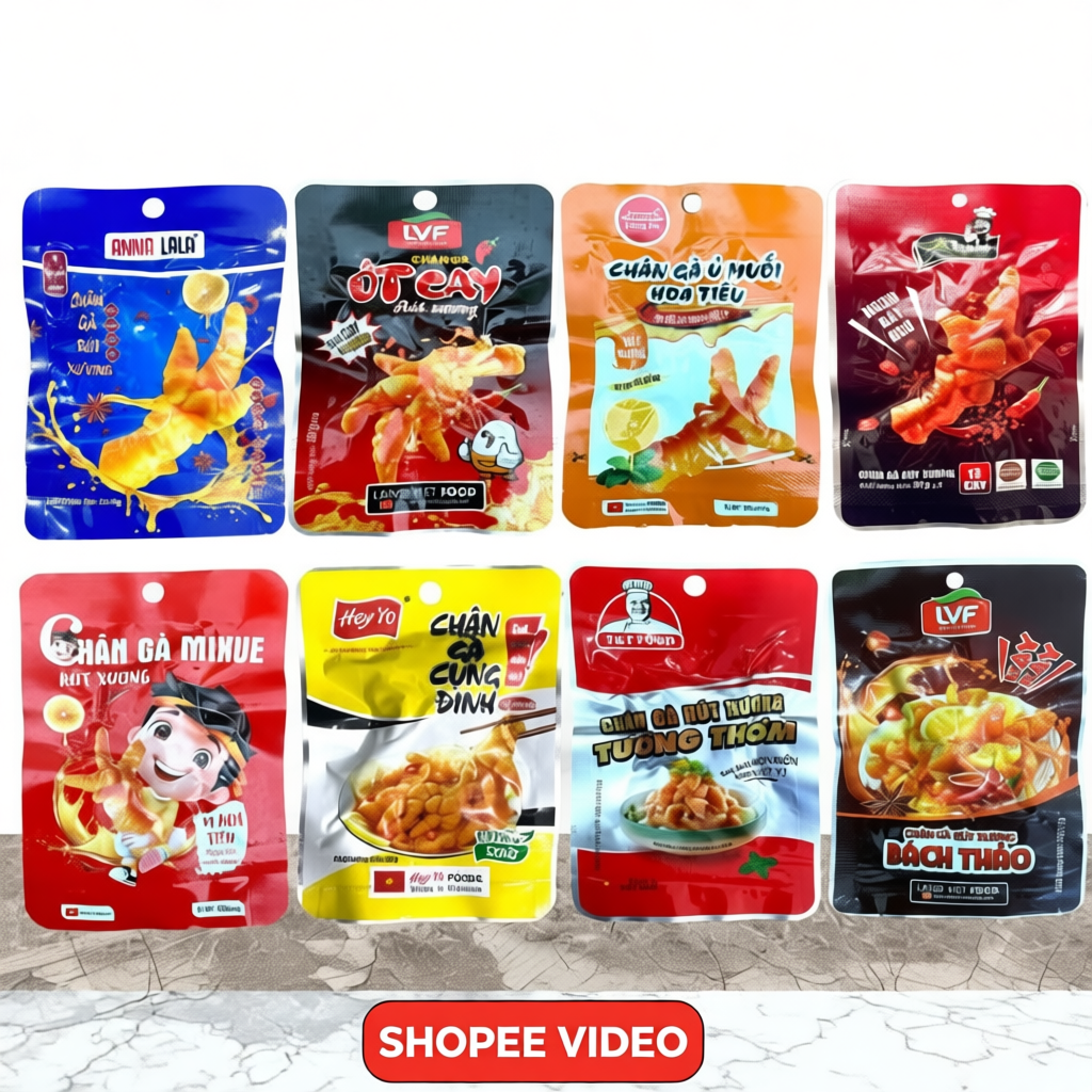 Combo MIX 20 chân gà rút xương các loại Anna Lala Tapfood Heyyo Bà Tuyết Làng An Alishan Tương thơm 