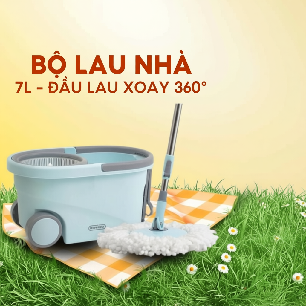 Bộ Cây Lau Nhà Xoay Sweepy - LocknLock - 7L - Có Bánh Xe- Màu Xanh- ETM971