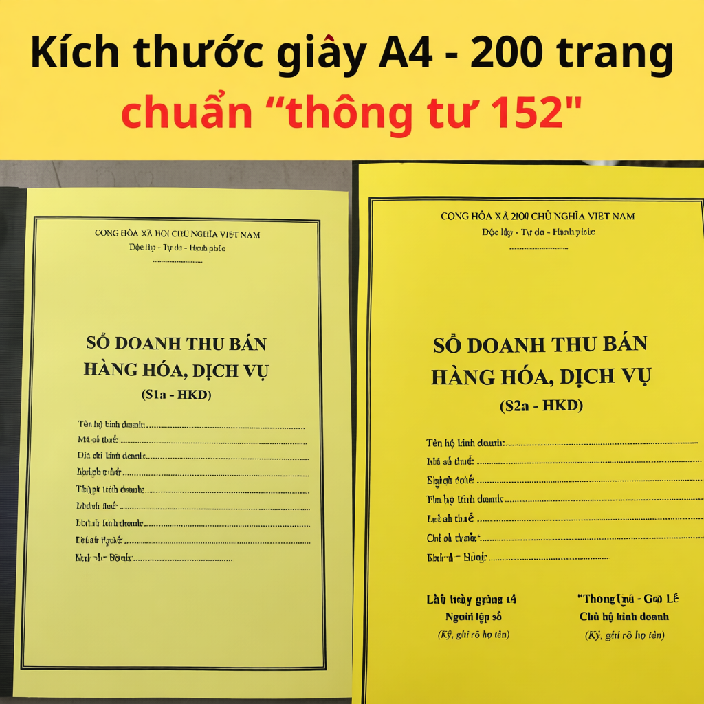 S1A + S2A (Chuẩn thông tư 152) 100 trang A4, dày 0,8mm (loại dày nhất) cho hộ kinh doanh