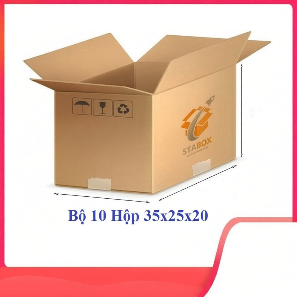 Bộ 10 Hộp Carton 35x25x20 Cm