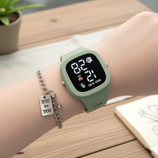  Đồng hồ thể thao kỹ thuật số LED trẻ em unisex, mặt vuông lớn, dây silicone chống nước, dành cho bé trai & bé gái