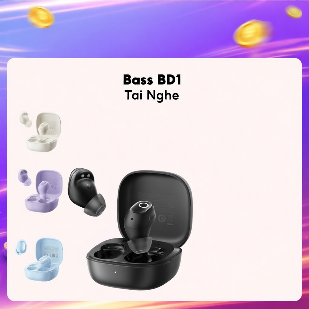 Tai nghe không dây Baseus Bass BD1 – Bluetooth 5.4, Âm Trầm Mạnh Mẽ, Thời Gian Nghe 8 Giờ