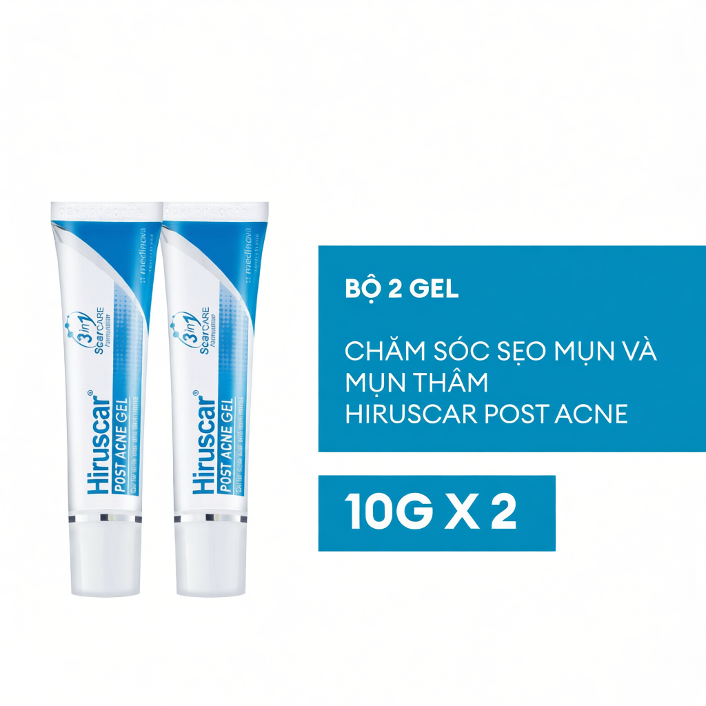 Bộ 2 gel chăm sóc giảm sẹo mụn hiệu quả Hiruscar Post Acne 10g