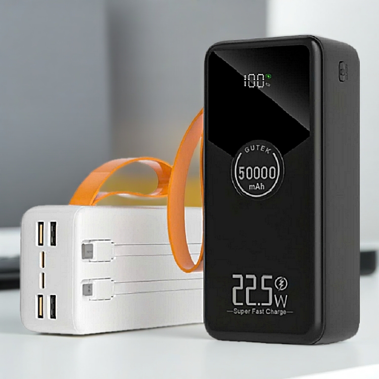 Sạc dự phòng 50000mAh sạc nhanh 22,5w dung lượng pin lớn có dây cắm nhiều điện thoại - Gutek GT230