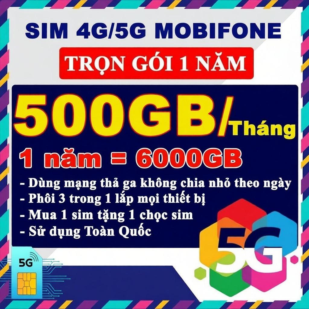 Sim Data Mobifone dung lượng khủng 500GB/tháng, tốc độ truy cập cao, không giới hạn