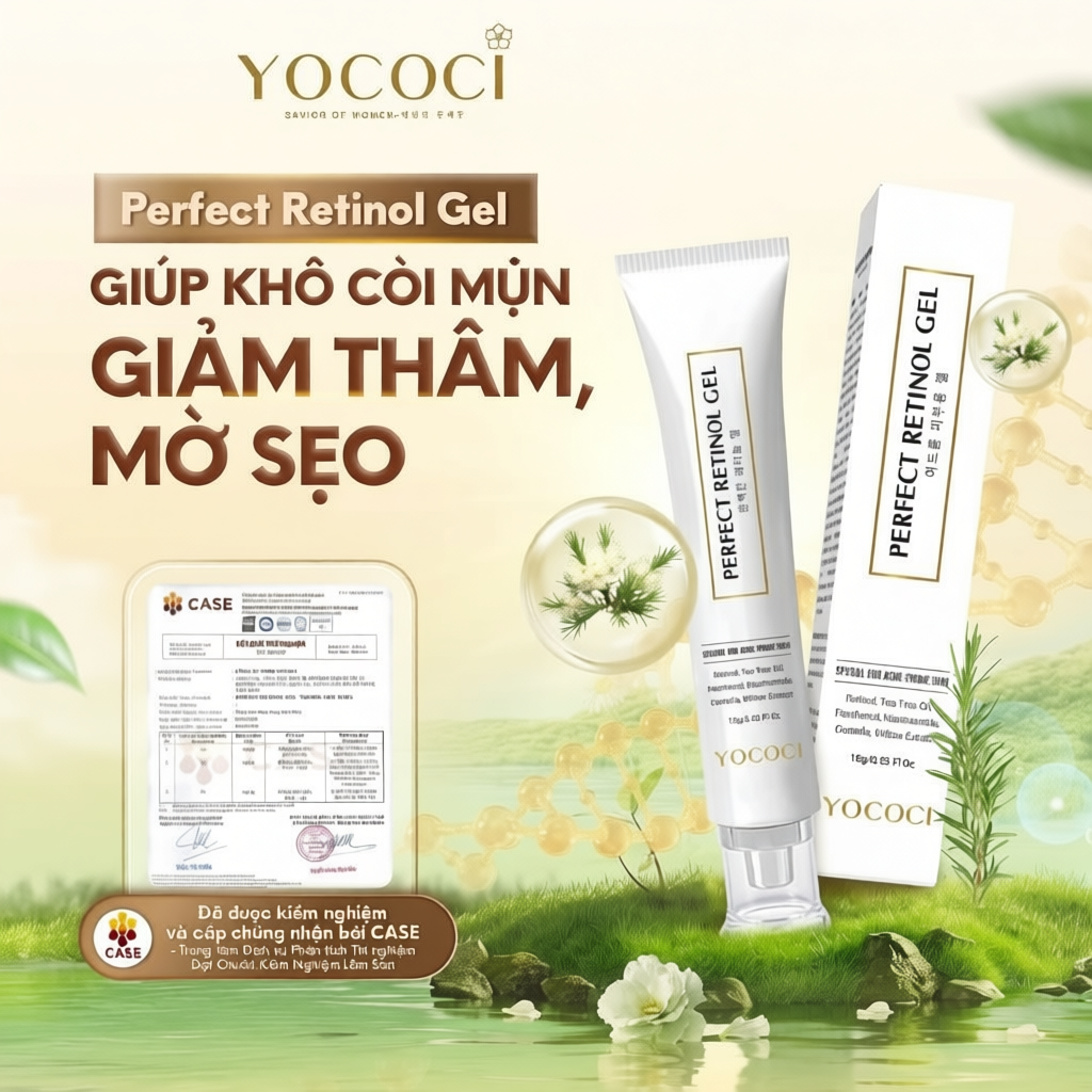 [YOCOCI chính hãng] Gel Chấm Mụn Cao Cấp Yococi Perfect Retinol Gel 15g – Giảm Mụn, Mờ Thâm, Ngừa Sẹo