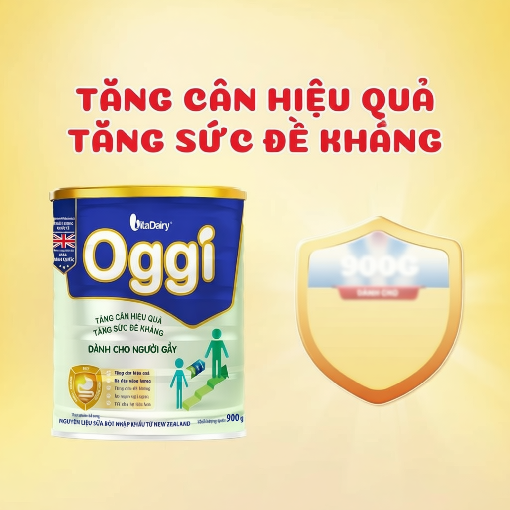 Sữa bột OGGI 900g cho người gầy - VitaDairy