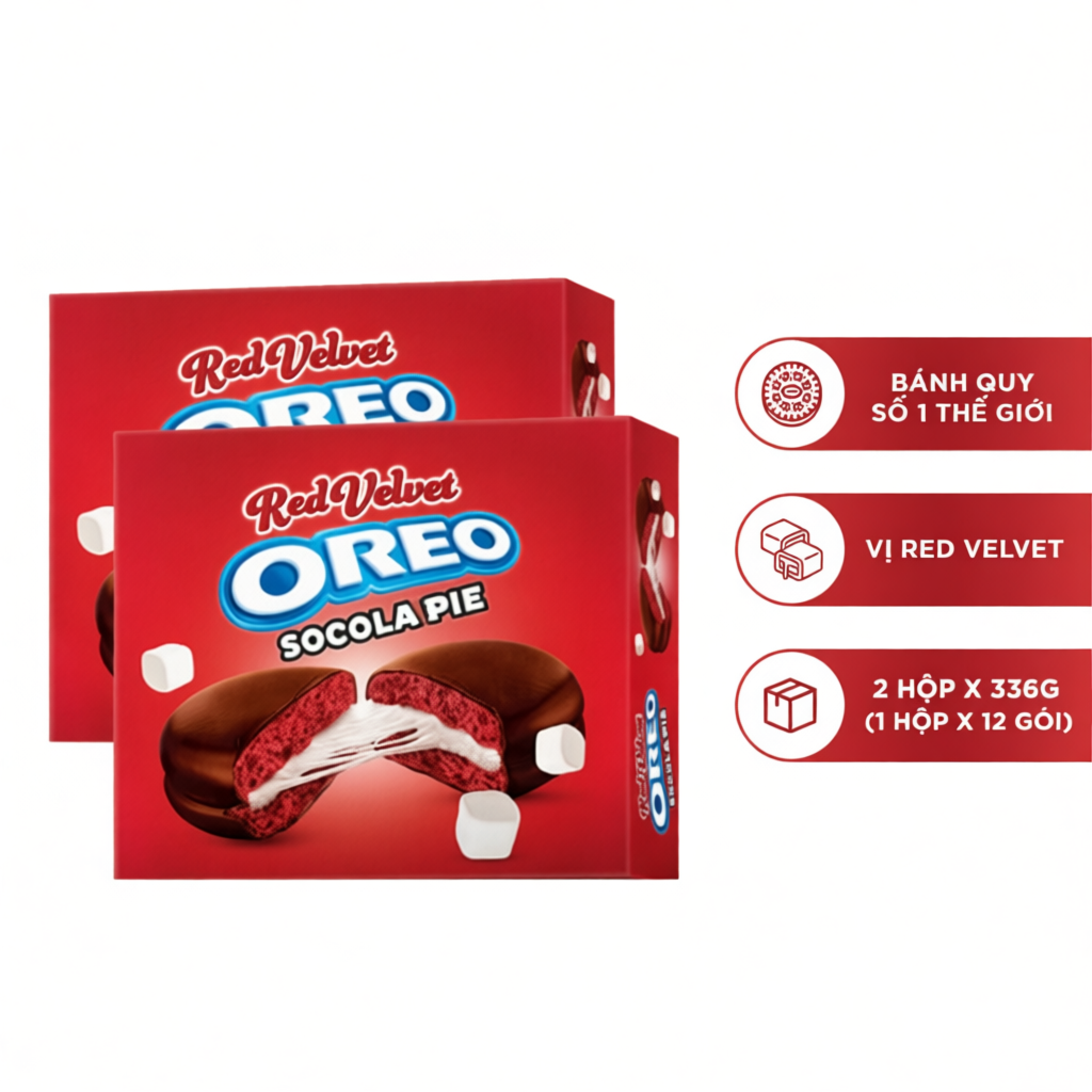 Combo 2 Hộp Bánh Oreo Socola Pie Phiên Bản Red Velvet 336g