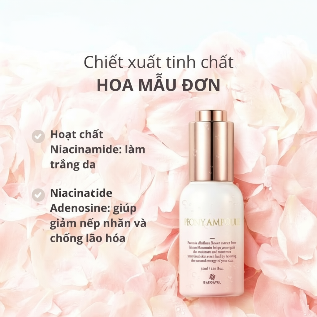 Baegayul Serum Peony Ampoule Dưỡng Trắng Mờ Thâm Nám Chống Lão Hóa 30ml