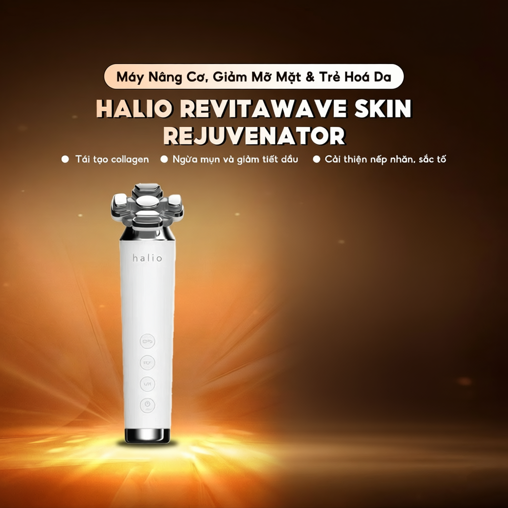 Máy Nâng Cơ, Giảm Mỡ Mặt & Trẻ Hoá Da kết hợp Ánh Sáng Sinh Học Halio RevitaWave Skin Rejuvenator