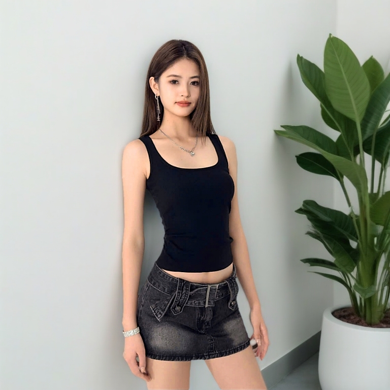 Áo Thun 3 Lỗ Nữ Cổ Vuông Ôm Body Dáng Dài Có Mút Ngực Áo Hai Dây Bảng To Chất Cotton Lichiho