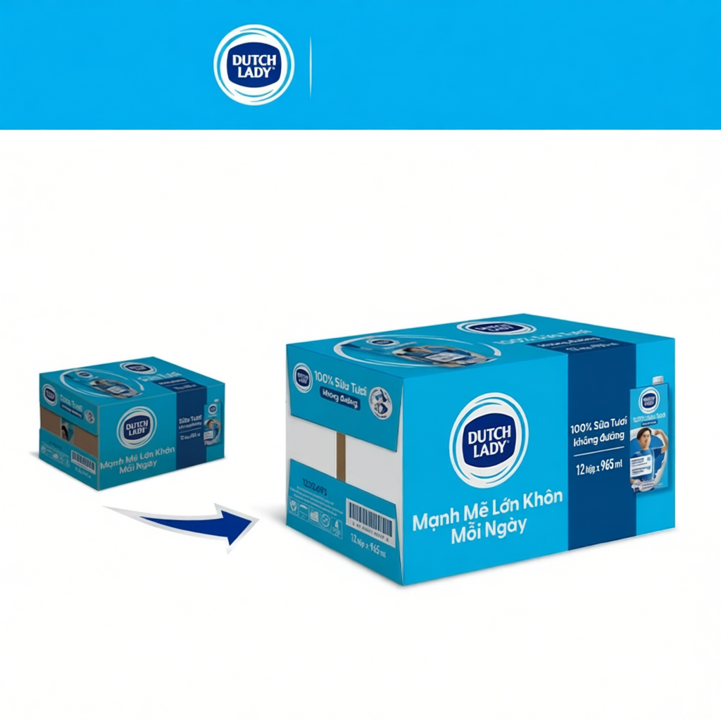 Hộp Sữa Tươi Tiệt Trùng Dutch Lady Không Đường 965ml