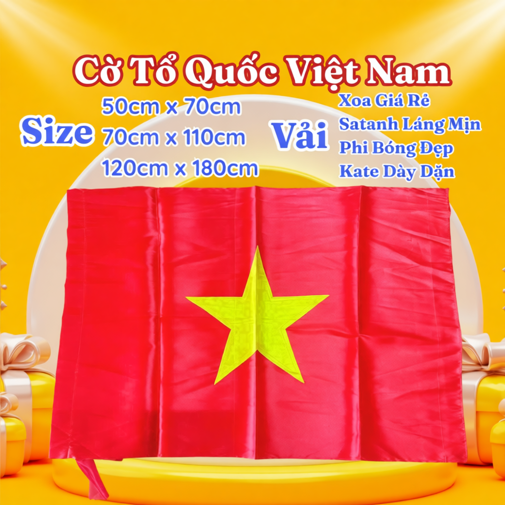 Cờ Tổ Quốc Việt Nam, Lá Cờ Đỏ Sao Vàng Nhiều Size Nhiều Chất Vải Cao Cấp
