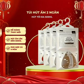 Túi Hút Ẩm Khử Mùi 2 Ngăn Siêu Hút Ẩm Lên Tới 500ml Chống Mốc Nồm Ẩm, Có Móc Treo Tủ Quần Áo và Tủ Giày Tiện Lợi