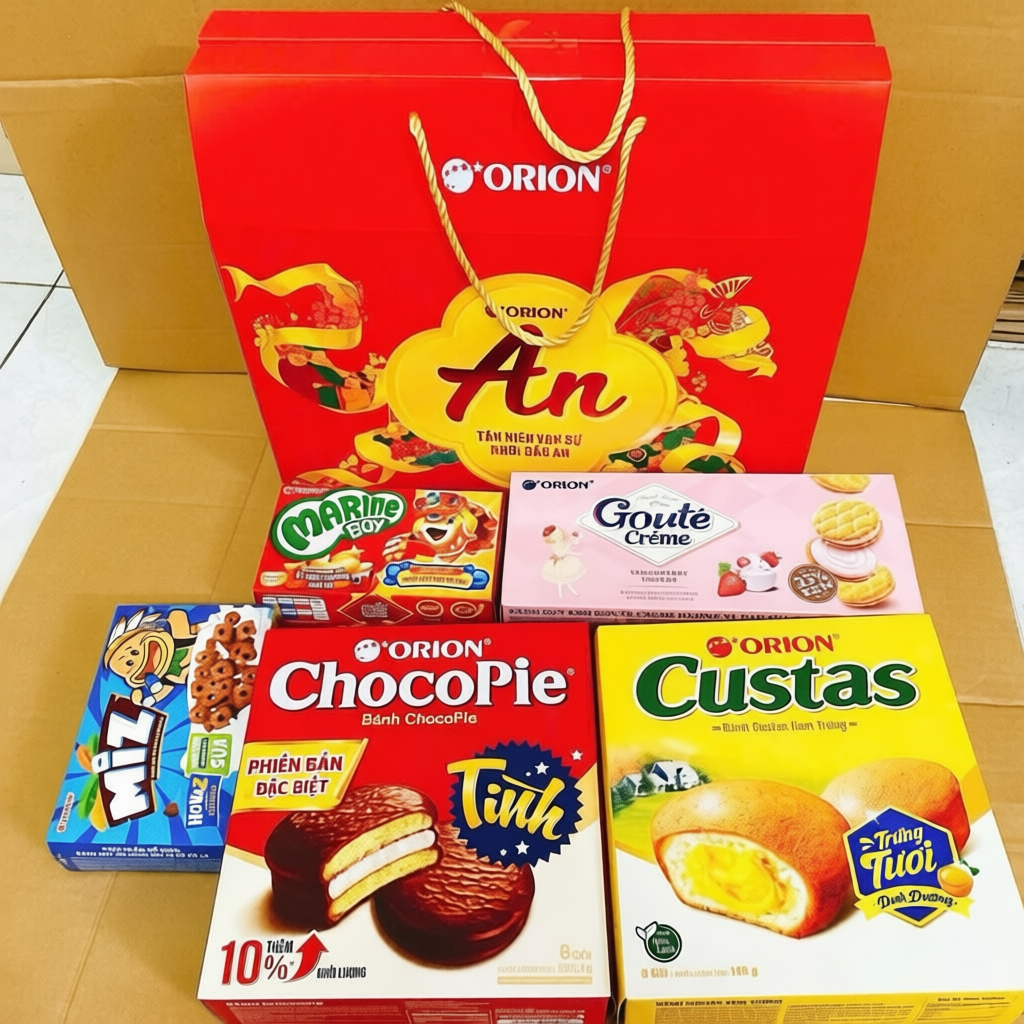 [CHÍNH HÃNG][TẾT 2026] Hộp quà Tết Orion An Phúc  hộp 728,4g (Hộp 5 món Tết 2026),,