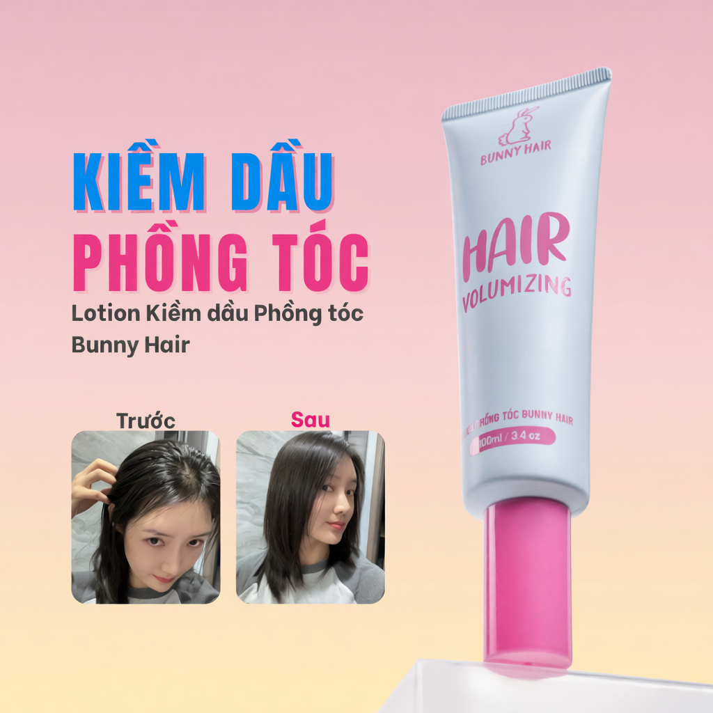 Lotion Kiềm dầu Phồng tóc Bunny Hair 100ml dành cho da đầu dầu, giảm bết, giảm ngứa, giúp tóc bồng b