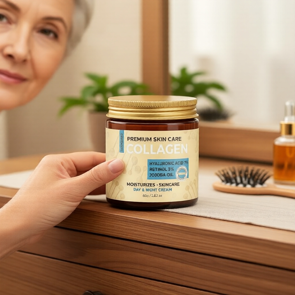 Kem Dưỡng Ẩm Ngày & Đêm: Collagen, HA 7%, Retinol 3%, Dầu Jojoba, 80g