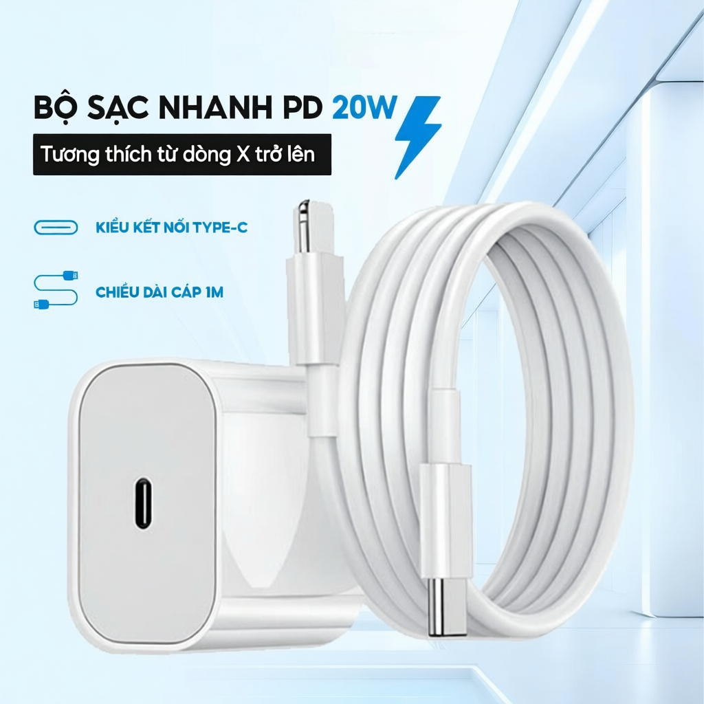 Bộ Sạc Nhanh PD Type-C 20W/30W Sạc Siêu Tốc Cho iPhone