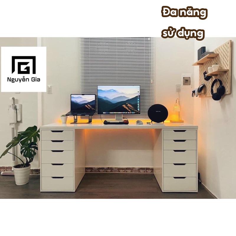 ( HỖ TRỢ LẮP RÁP HCM )bàn làm việc Ikea, Bàn nhiều hộc tủ đựng đồ