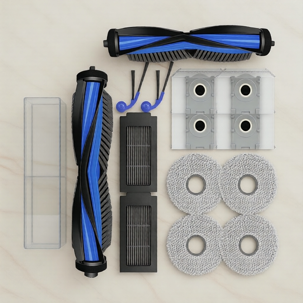 Bộ phụ kiện cho Ecovacs Deebot T30C/T30C Pro Omni: 13 chổi chính/chổi cạnh, HEPA, khăn lau, túi bụi