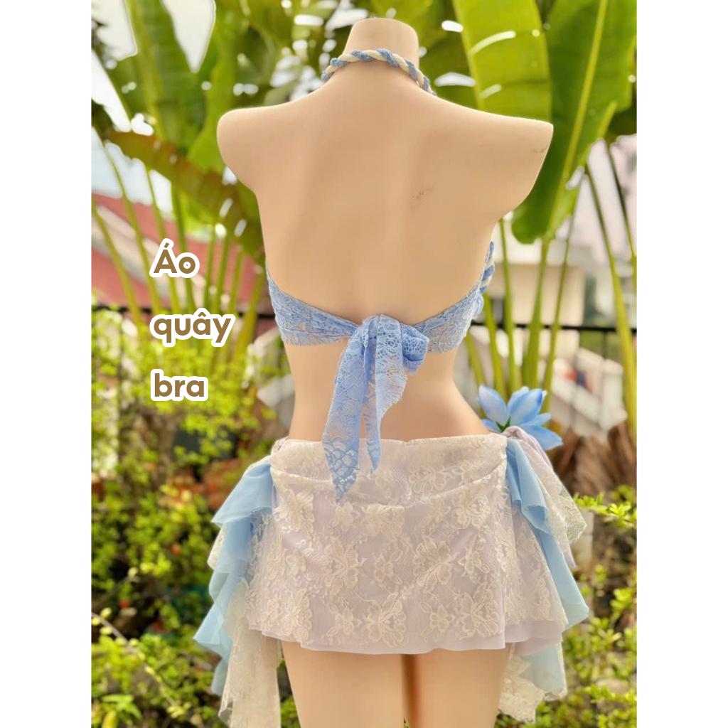 Set Bikini ,Đồ đi Biển 3 chi tiết chất ren mền mại, phối phụ kiện sang chảnh LB57