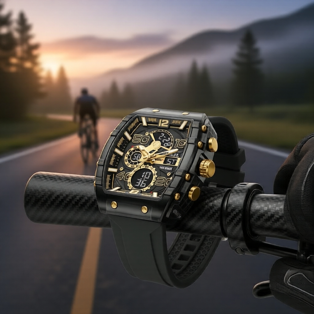 Đồng hồ thạch anh nam SMAEL 8109 mặt thùng, kính cong, hiển thị kép, chống nước, có ngày