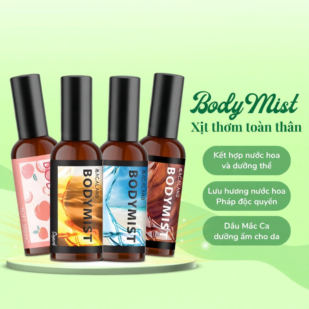 Xịt thơm toàn thân Body Mist MACALAND 35/100ML hương nước hoa Pháp lưu hương lâu
