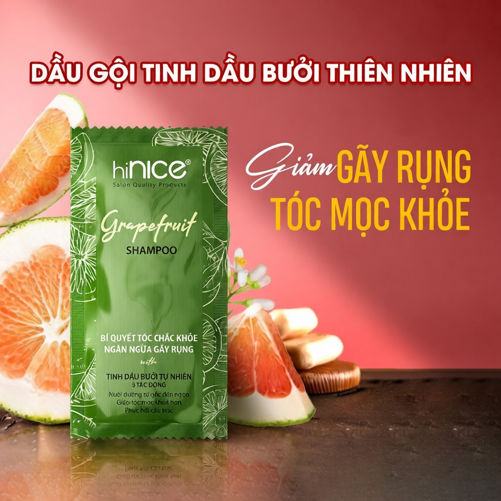 Gói Dầu Gội Tinh Dầu Bưởi Thiên Nhiên hiNICE Grapefruit Shampoo Dành Cho Tóc Gãy Rụng