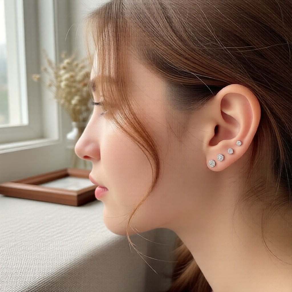 Khuyên tai nam thời trang xuyên biên giới, đính đá pha lê, phong cách Hàn Quốc, kiểu đinh xương giả钻