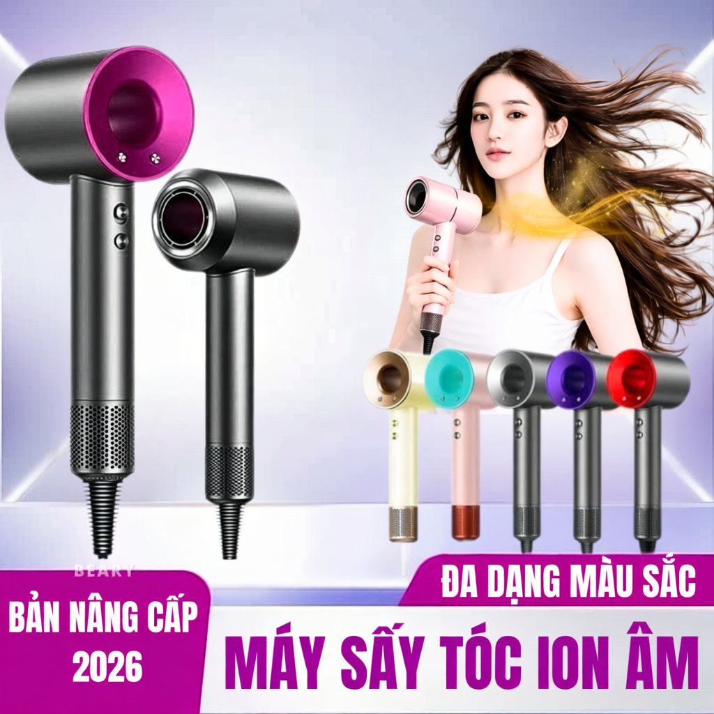 Máy Sấy Tóc Ion Âm 5in1 METIS Không Cánh Quạt 3 Tốc Độ Công Suất 2200W 2 Chiều Tặng Kèm Đầu Sấy