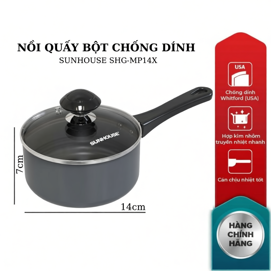 [Chính hãng] NỒI QUẤY BỘT CHỐNG DÍNH SUNHOUSE SHG-MP14X