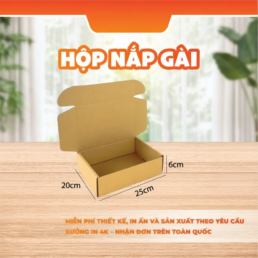 Hộp Carton Nắp Gài Đóng Hàng Đủ Kích Thước 4KPRINT