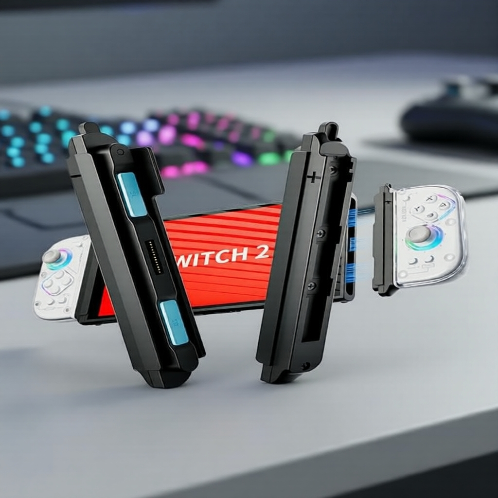 Tay cầm sạc từ tính Aolion J20 cho JoyCon trên Nintendo Switch 2, bộ chuyển đổi tay cầm chia đôi