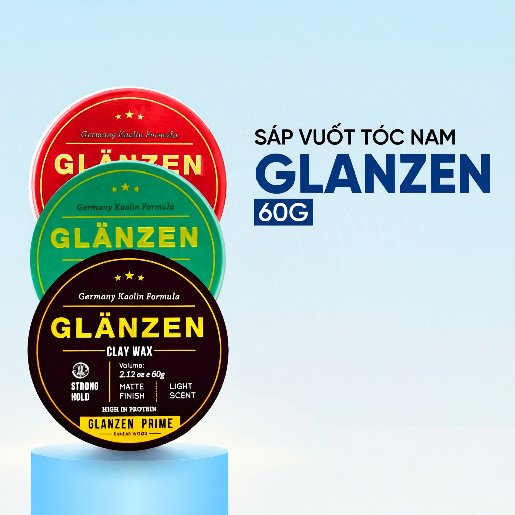 Sáp vuốt tóc nam GLANZEN 30Shine phân phối chính hãng 60g tạo kiểu cực chất không bóng giữ nếp 24h