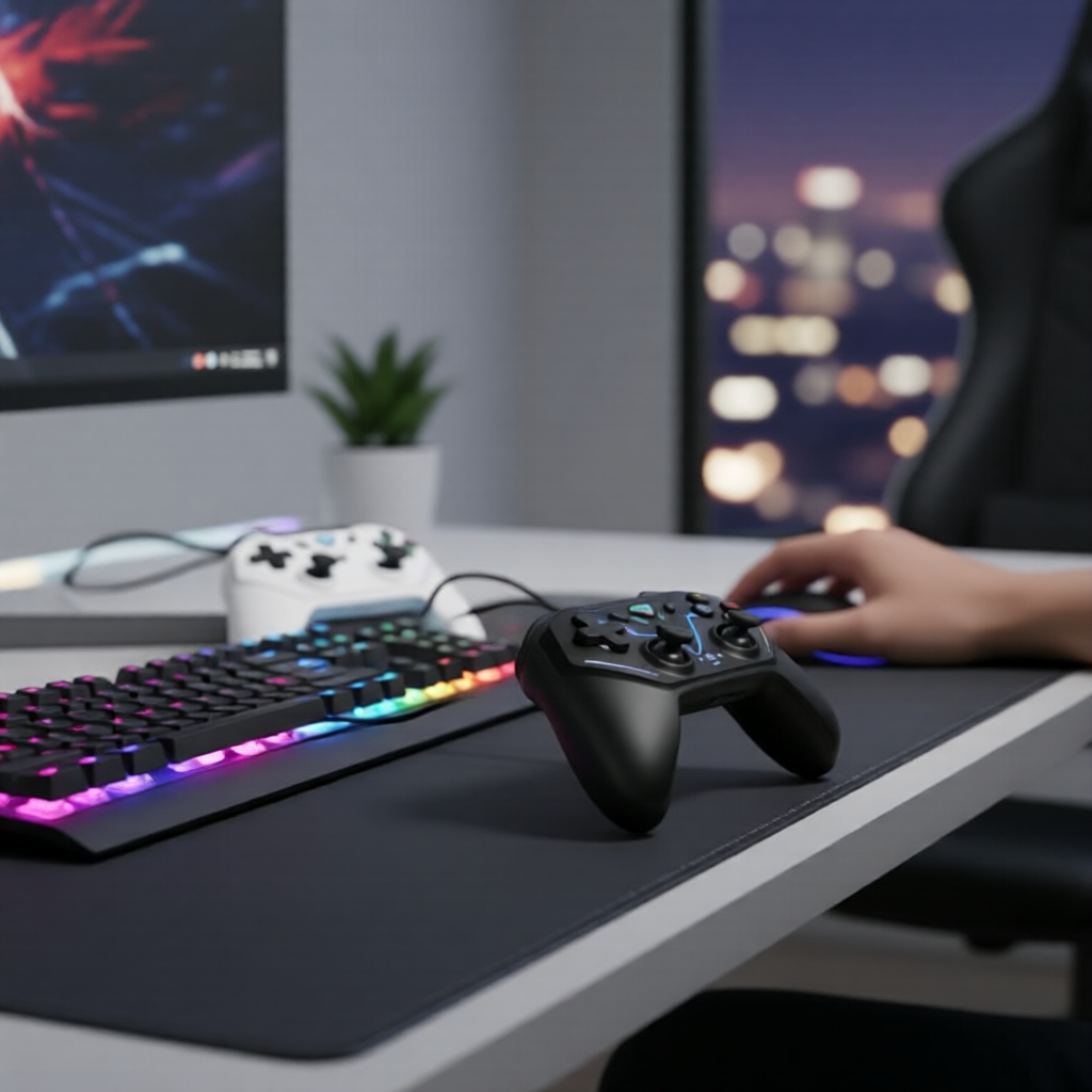 Tay cầm chơi game có dây Machenike G3s, nút có đèn, cắm và chạy, cần analog K-Sliver