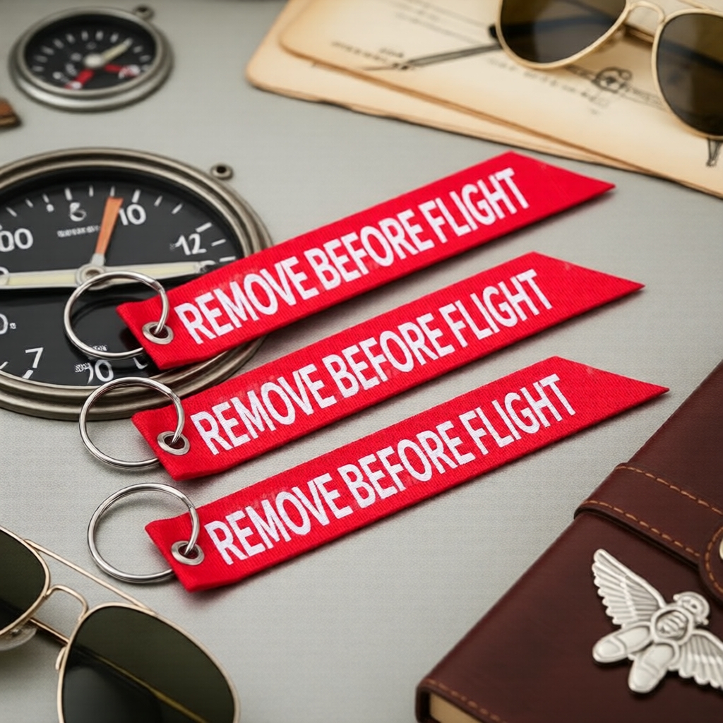 Móc khóa Aviator's Remove Before Flight đỏ, phụ kiện hàng không