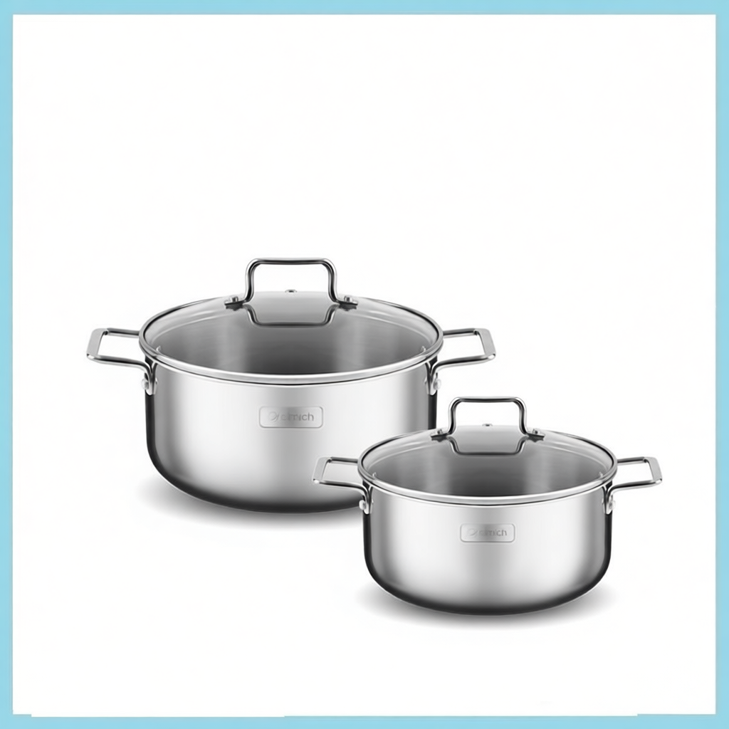 Bộ nồi Inox 304 cao cấp 3 đáy liền khối Elmich Trimax XR EL-3842 size 16, 20cm,  EL-3843 size 16, 20