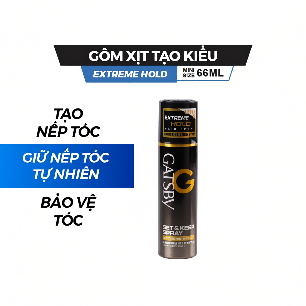 Gôm xịt tóc GATSBY Set & Keep Spray Extreme Hold 66ml