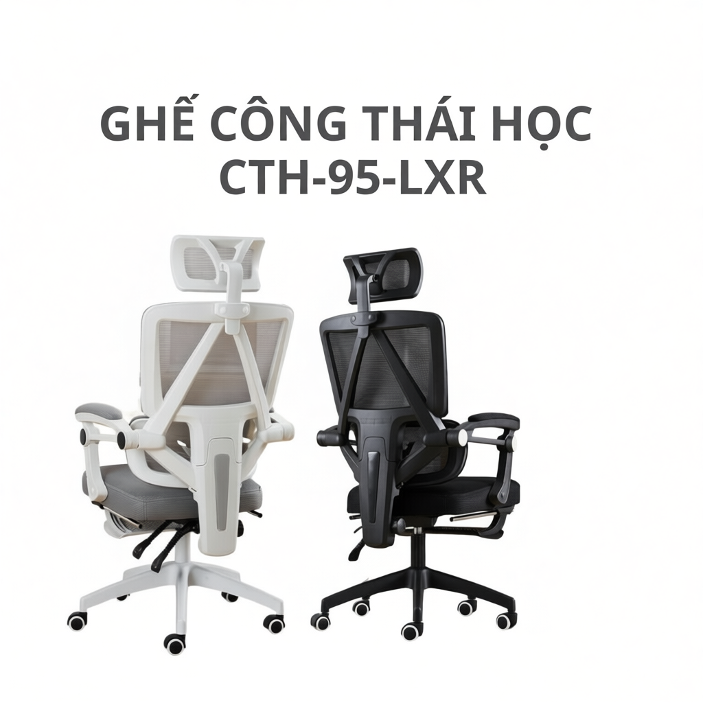 Ghế Công Thái Học CTH-95 RESDANI ,Hỗ Trợ Cột Sống Nâng Hạ ,Tiện ích Ngả Lưng Lên Đến 125 Độ Gác Chân