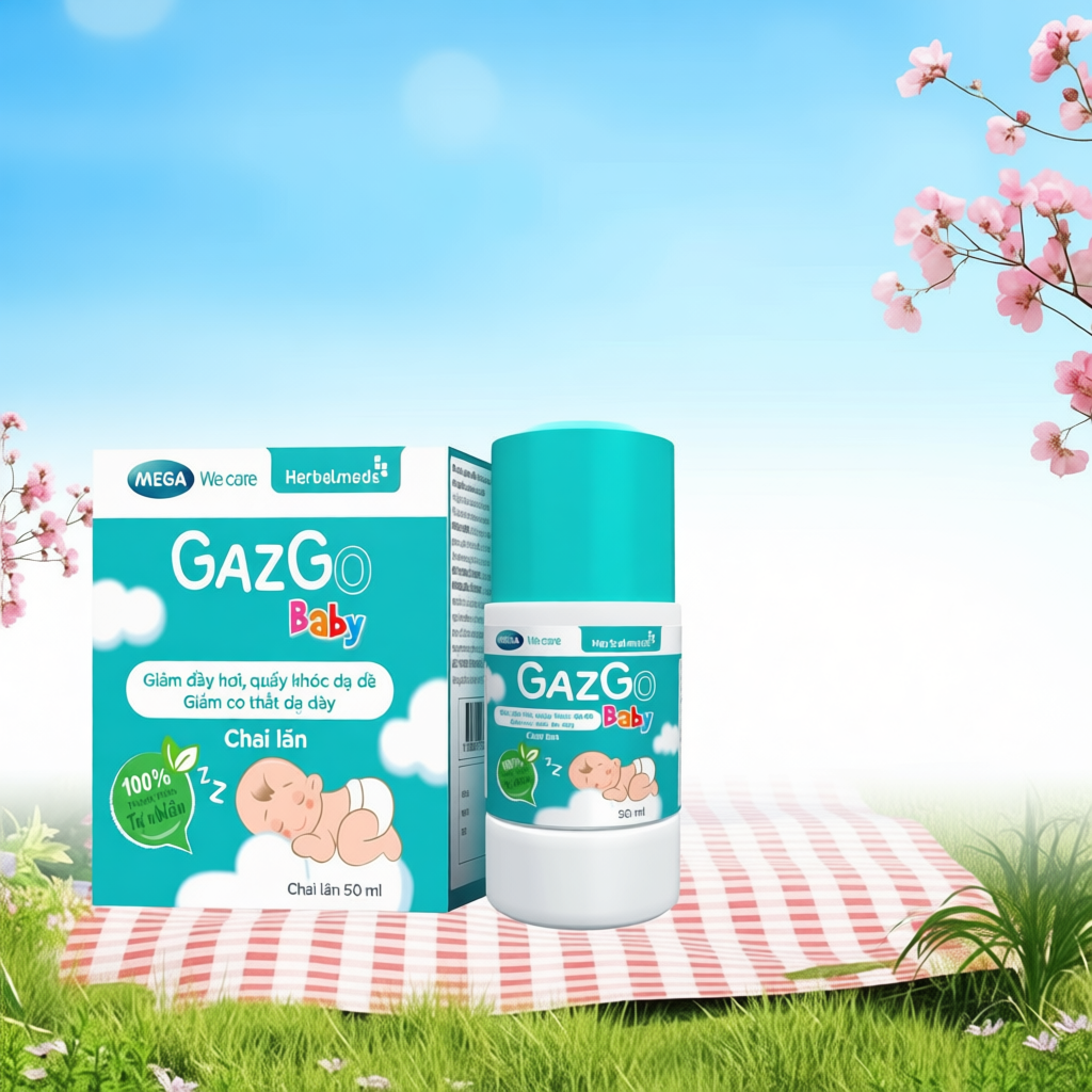 Chai lăn giúp giảm đầy hơi, quấy khóc dạ đề cho trẻ sơ sinh Mega We Care Gazgo Baby (50ml)