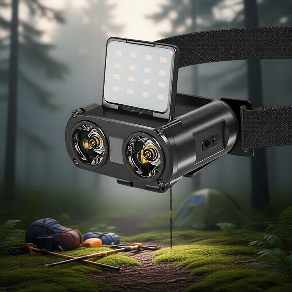 Đèn pin đội đầu 900 lumen 1200mAh 5 chế độ cho thám hiểm ban đêm