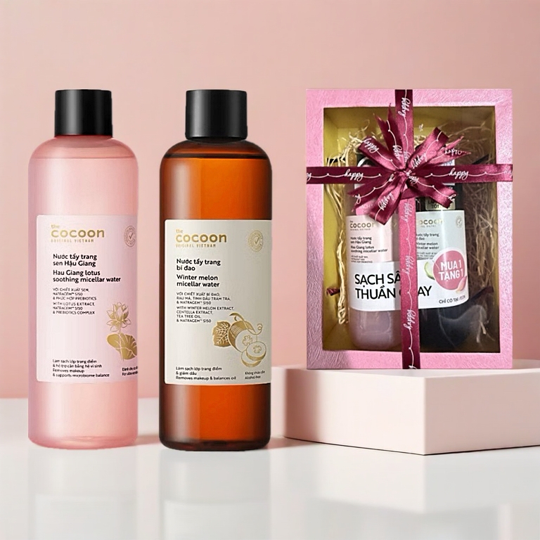 Combo Nước Tẩy Trang Sen Hậu Giang 500ml & Nước Tẩy Trang Bí Đao Cocoon 500ml
