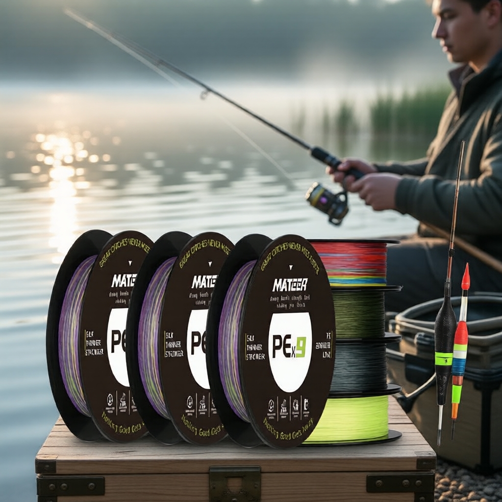 MATEER X9 Dây bện PE đa sợi 9 sợi 300M, phủ kép, lực kéo 17-80 lbs, chống ăn mòn nước biển