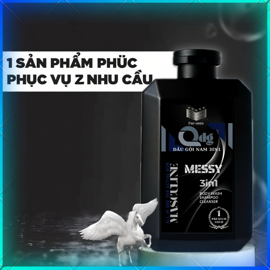 Dầu Gội & Tắm Nam 3IN1 Qdg hương thơm nam tính mạnh mẽ 380 ML