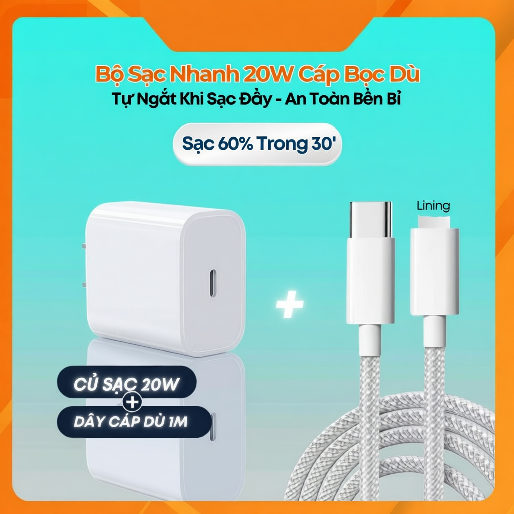 Bộ Củ Cáp Sạc Nhanh 20W Exsmart An Toàn Ổn Định Bảo Vệ Thiết Bị