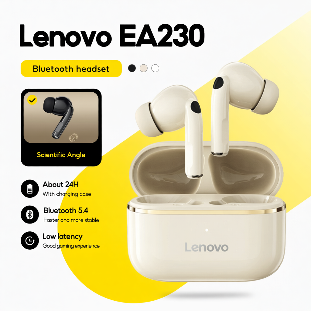 Tai nghe Bluetooth 5.4 Lenovo EA230 âm thanh HIFI, kết nối ổn định