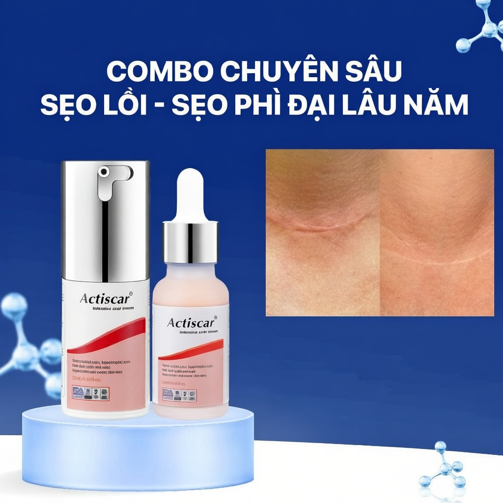 Combo Kem Và Serum Actiscar 20ml Làm Mờ Sẹo Hiệu Quả